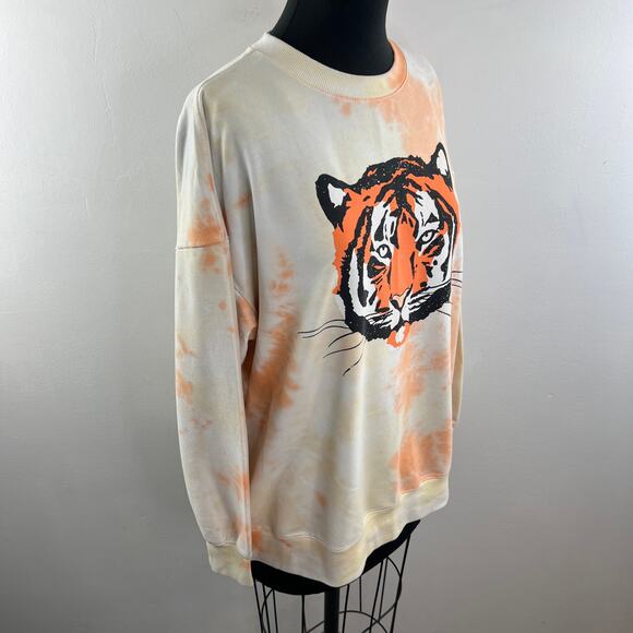 WILDFOX La Tigre Roadtrip Sweatshirt Tie Dye Tiger Top Crewneck Grunge Size S - Picture 4 of 10